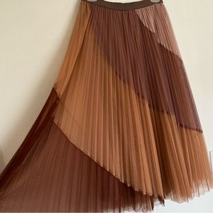 🆕 Women’s Ballet Style Tulle Pleated Colorblock Midi Skirt